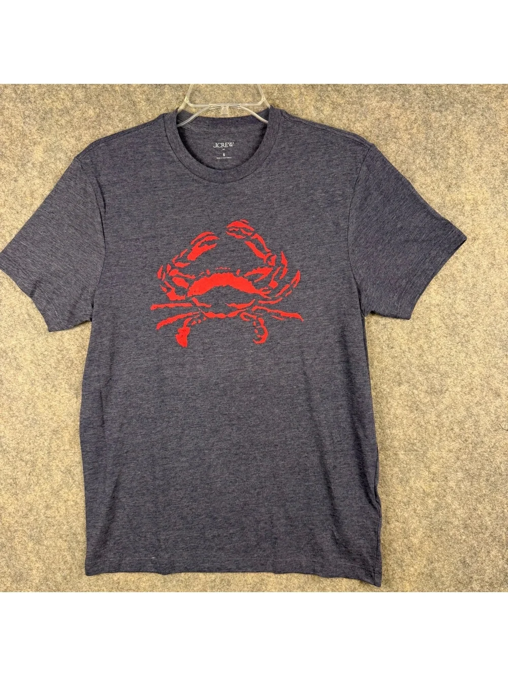J. Crew Graphic Tee Shirt Heather Dark Blue Red Crab Men Size Small 915